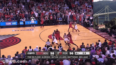 Espn Broadcasts A Basketball Game Between Hou And Por GIF