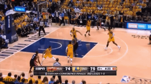 Espn Broadcasts A Basketball Game Between The Heat And The Pistons GIF