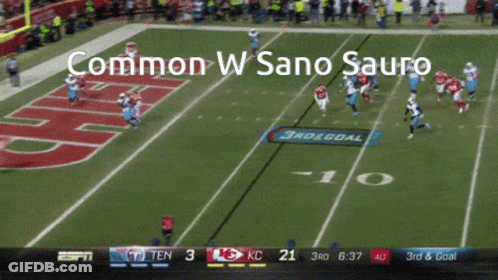ESPN Football Game Between KC And Common W Sano Saurus GIF