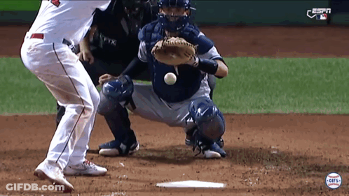 Espn Is Showing A Baseball Game Being Played On The Field GIF