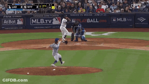 Espn Is Showing A Baseball Game Between Lad And Ny GIF