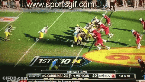 Espn Is Showing A Football Game Between Michigan And South Carolina GIF