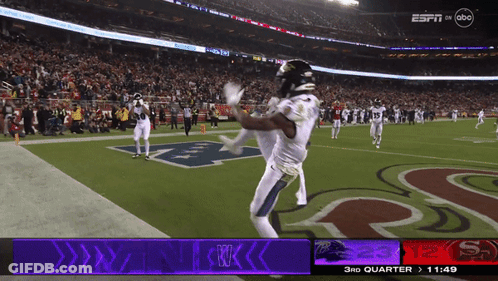 Espn Is Showing A Football Game Between The San Francisco 49Ers And New England Patriots GIF