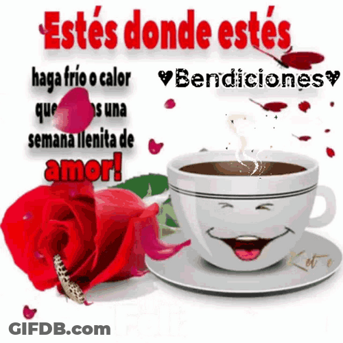 Estes Donde Feliz Lunes Smiling Winking Coffee Aninmation GIF