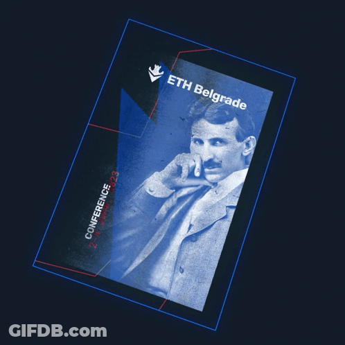 ETH Belgrade Conference Poster Man With Mustache GIF