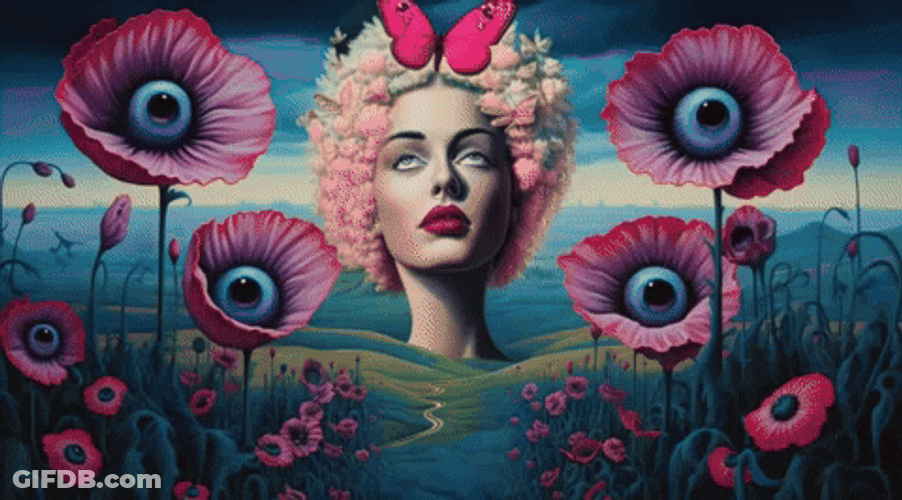 Ethereal Digital Flower Eye Fine Art GIF