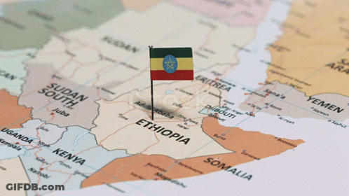 Ethiopian Flag Pinned To Map GIF