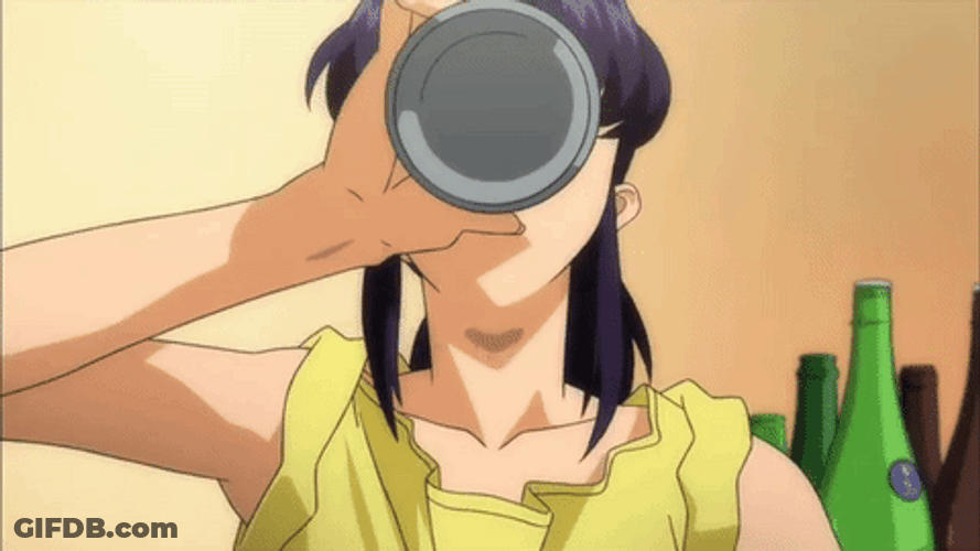 Evangelion Misato Drinking Beer GIF