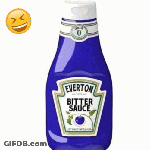 Everton Bitter Sauce Bottle With Smiley Face GIF
