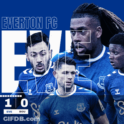 Everton FC Players Collage With Score 10 To 0 GIF