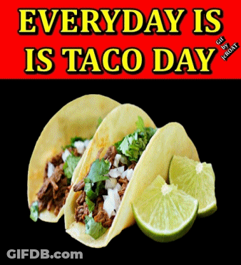 Everyday Is Taco Day Sign With Tacos And Limes GIF