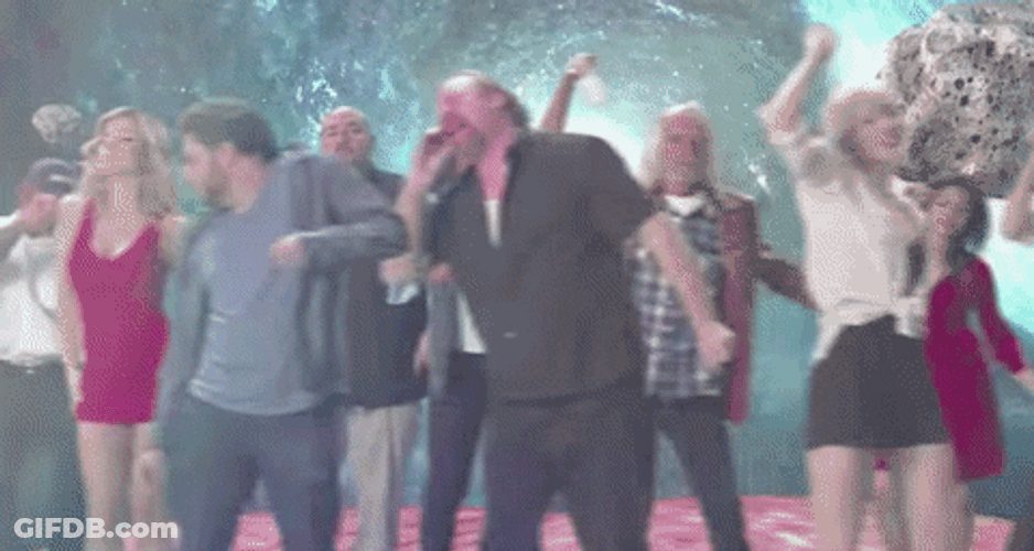 Everyone Clubbing With Some Asteroids GIF