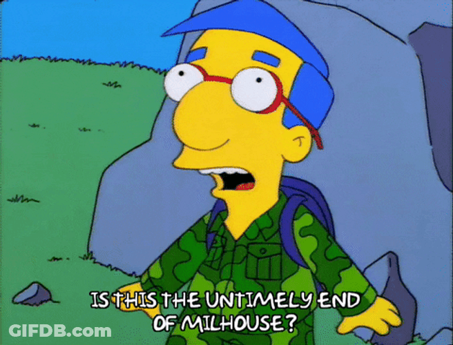 Everything Coming Up Milhouse Arms Up Scared GIF