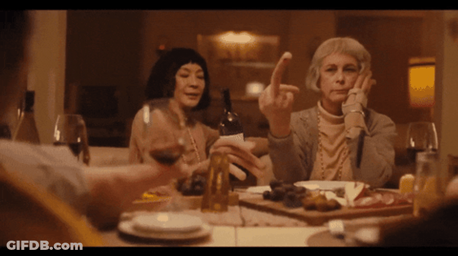 Everything Everywhere All At Once Jamie Lee Curtis Middle Finger GIF