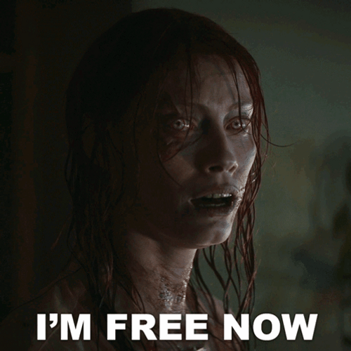 Evil Dead Actress Saying Im Free Now GIF