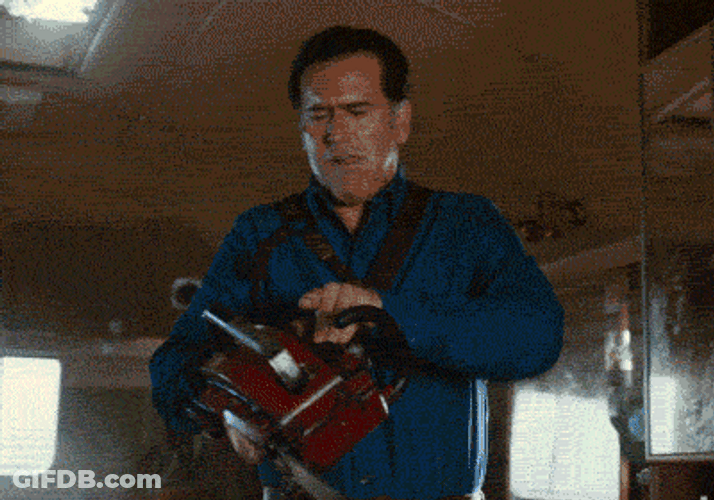 Evil Dead Chainsaw Fireworks GIF