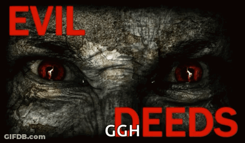 Evil Deeds Poster Person With Red Eyes GIF