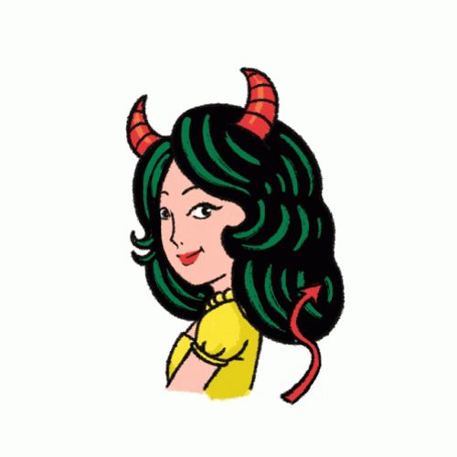 Evil Eye Laser Girl Cartoon GIF