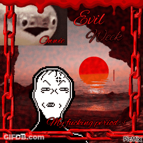 Evil Week Greeting Card Angry Face My Fucking Period GIF