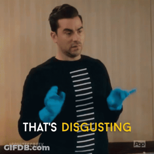 Ew David Rose Blue Gloves Disgusted GIF