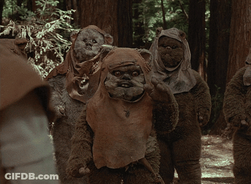 Ewok Bears Standing In Woods GIF
