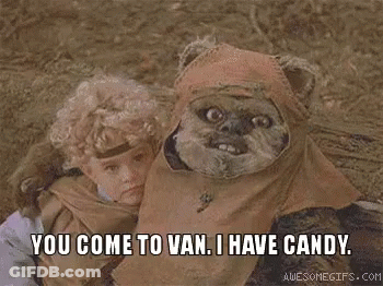 Ewok Holding Little Girl GIF