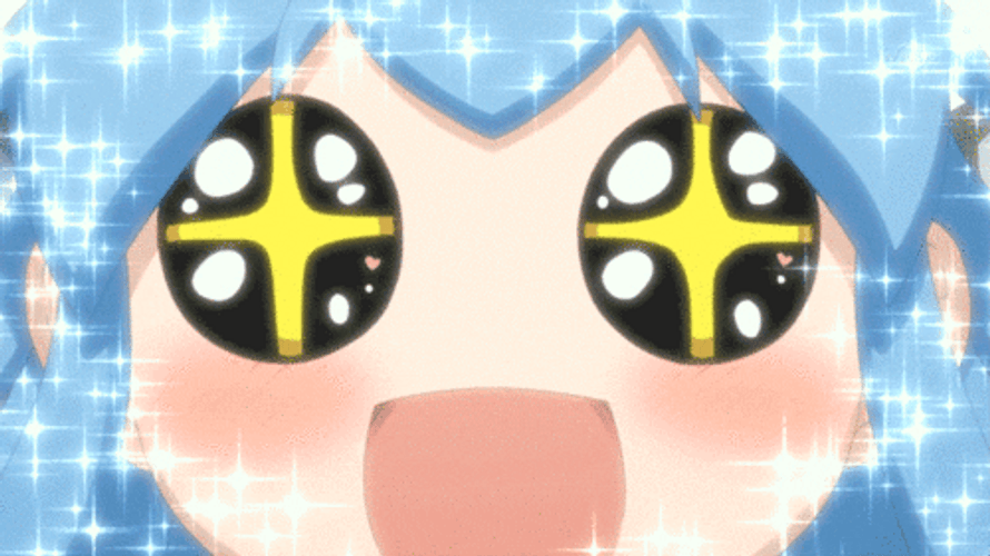 Excited Anime Girl Ika Musume With Shining Eyes GIF