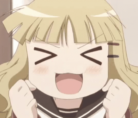 Excited Anime Girl Pumping Hands With Joy GIF