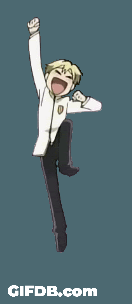 Excited Anime Guy Jumping With Enthusiasm GIF