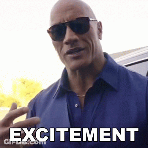 Excited Bald Man In Sunglasses And Blue Shirt GIF