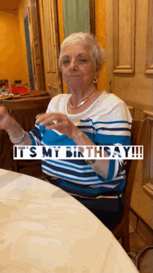 Excited Celebrant Happy Birthday Old Lady GIF