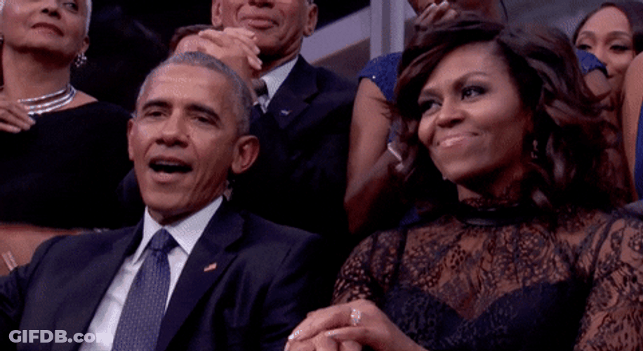 Excited Couple Barack And Michelle Obama GIF