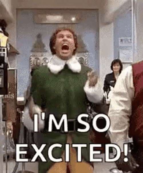 Excited Elf Cheering GIF