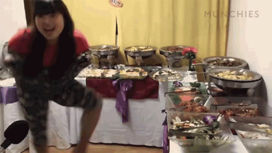 Excited Girl To Eat Potluck GIF