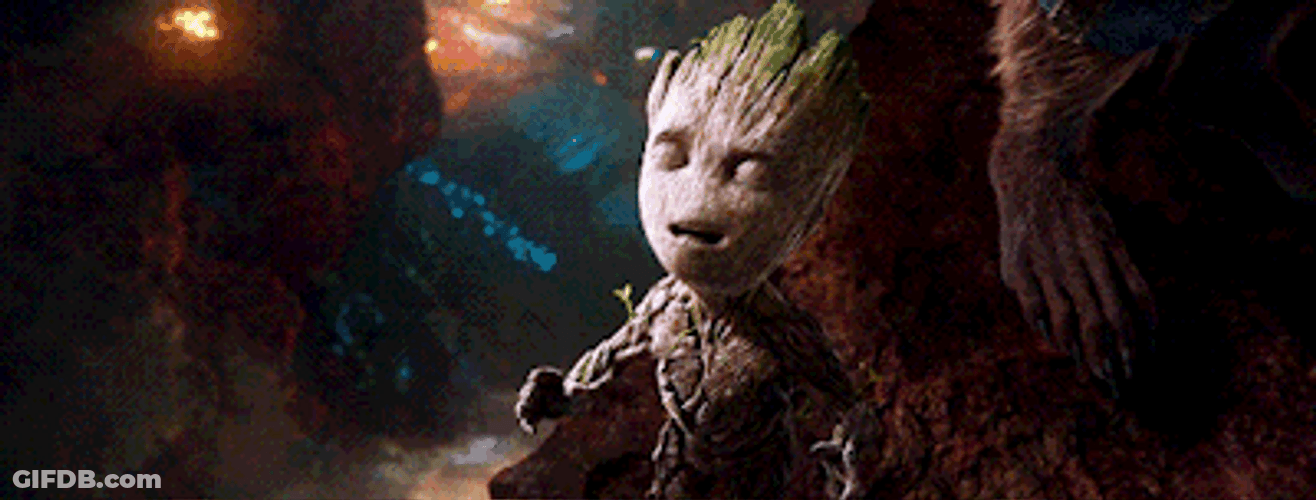 Excited Groot Raising Hands GIF