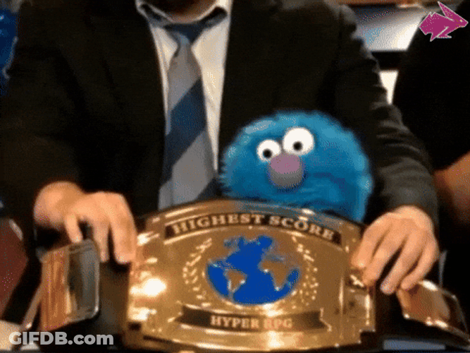 Excited Grover Wrestling Belt GIF