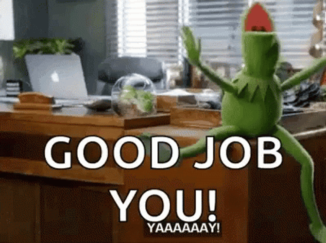 Excited Kermit The Frog Good Job Meme GIF