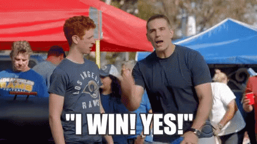 Excited Man Win Against Rival GIF