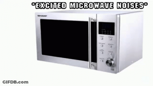 Excited Microwave Noises Sign Above Sharp Microwave GIF