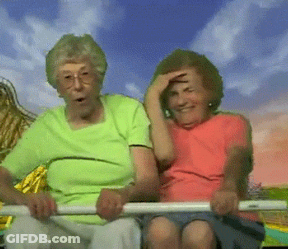 Excited Old Ladies Roller Coaster GIF