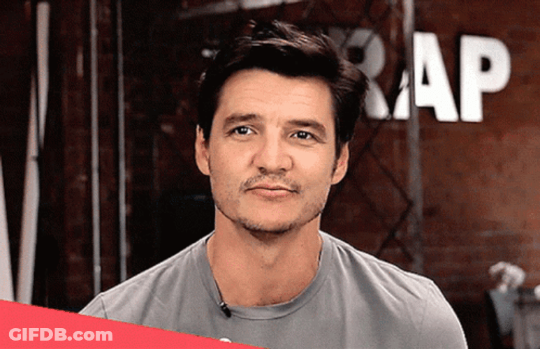 Excited Pedro Pascal Eating Sandwich GIF