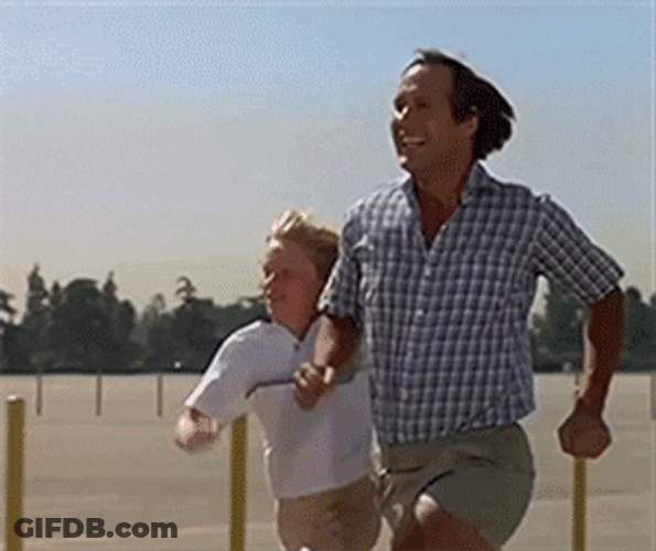 Excited Running Dad Reaction GIF
