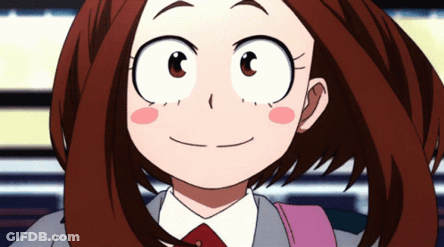 Excited Uraraka Running GIF
