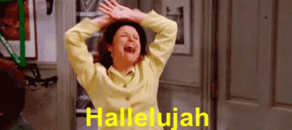 Excited Woman Singing Hallelujah GIF