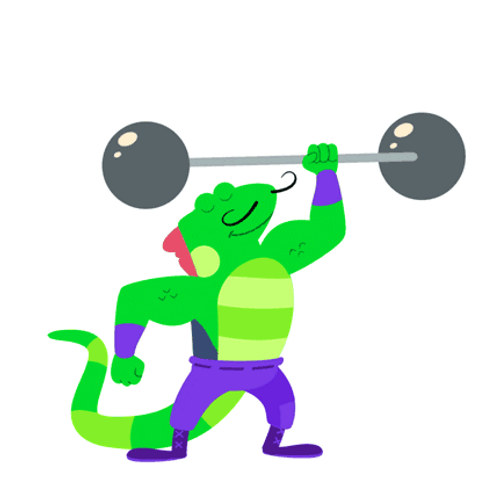 Exercise Barbell Iguana Cartoon GIF