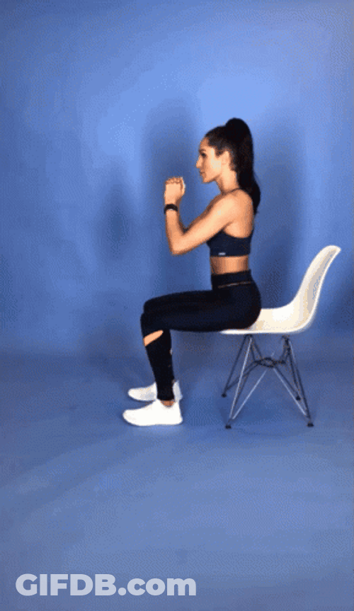 Exercise Chair Squat Girl GIF
