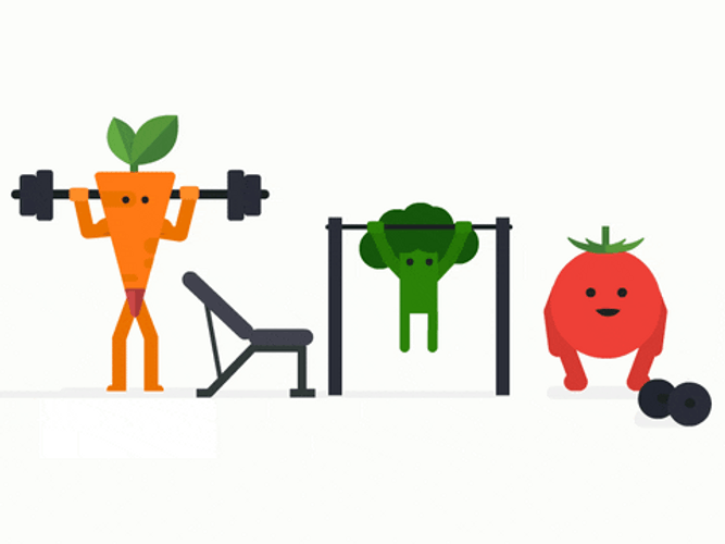 Exercise Gym Cute Vegetables GIF