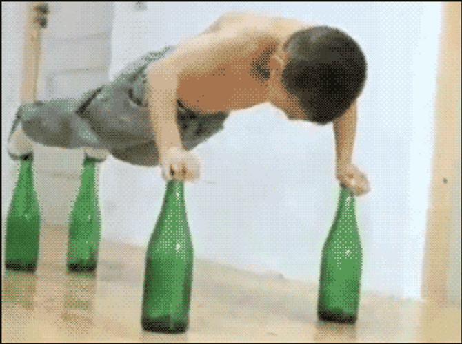 Exercise Push-Ups Bottles Boy GIF