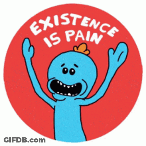 Existence Is Pain Sticker Cartoon Character GIF