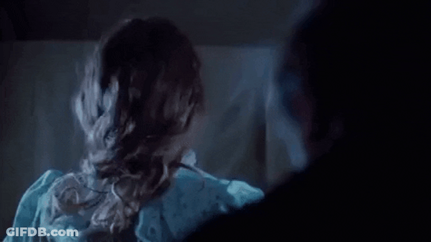 Exorcist Head Turn Girl Scary GIF